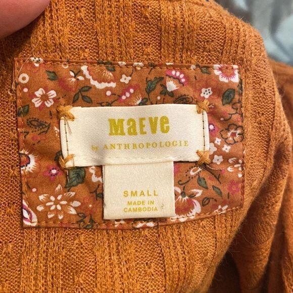 NWOT Anthropologie Maeve Rafaela Hacci Surplice Cable Knit Pumpkin Orange Top - Picture 7 of 11